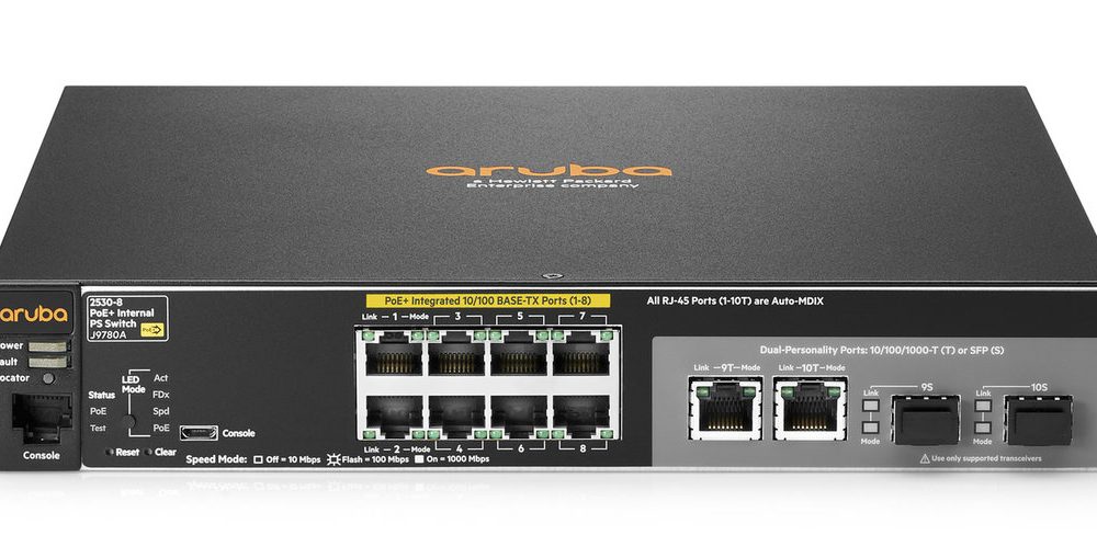 HPE J9780A Aruba 2530 2530-8-PortoE+ 8-P 10/100Base-TX FE Switch